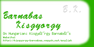 barnabas kisgyorgy business card